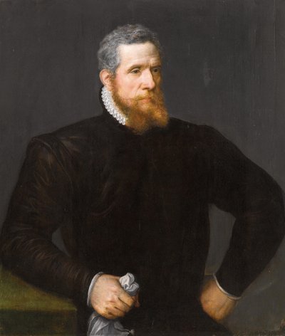 Portrait of a Bearded Man in Black, Holding a Handkerchief by Frans Floris I
